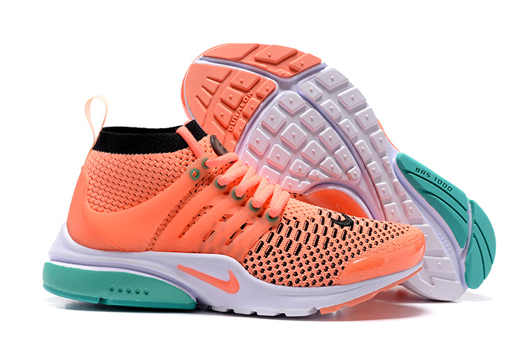 Women Nike Air Presto Flyknit Ultra Orange Green White Shoes - Click Image to Close